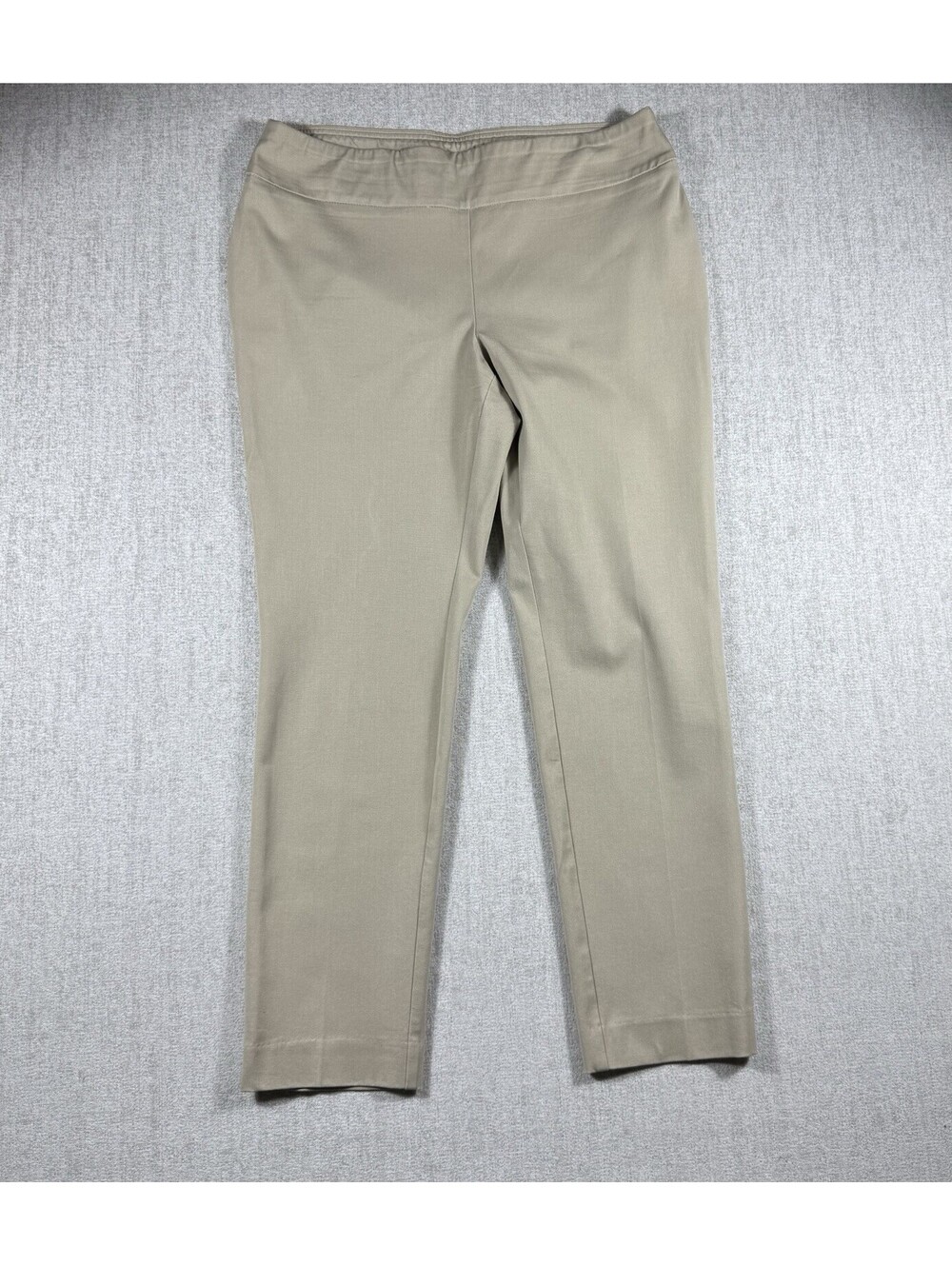 Crown Ivy Ashley Pants Womens Size 14 Beige  Straight Leg Stretch Pull On